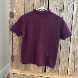 Loro Piana Cashmere Short Sleeve Sweater Burgundy Wine medium m